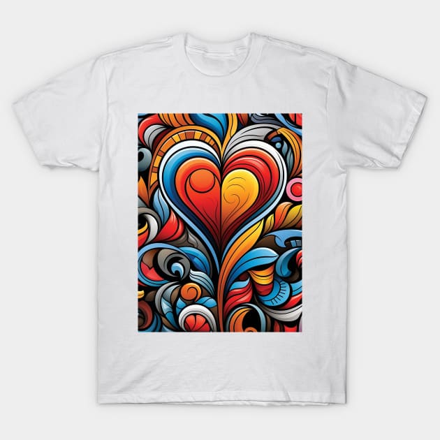 Vivid Heartwork, Valentine's Day T-Shirt by Gold Turtle Lina